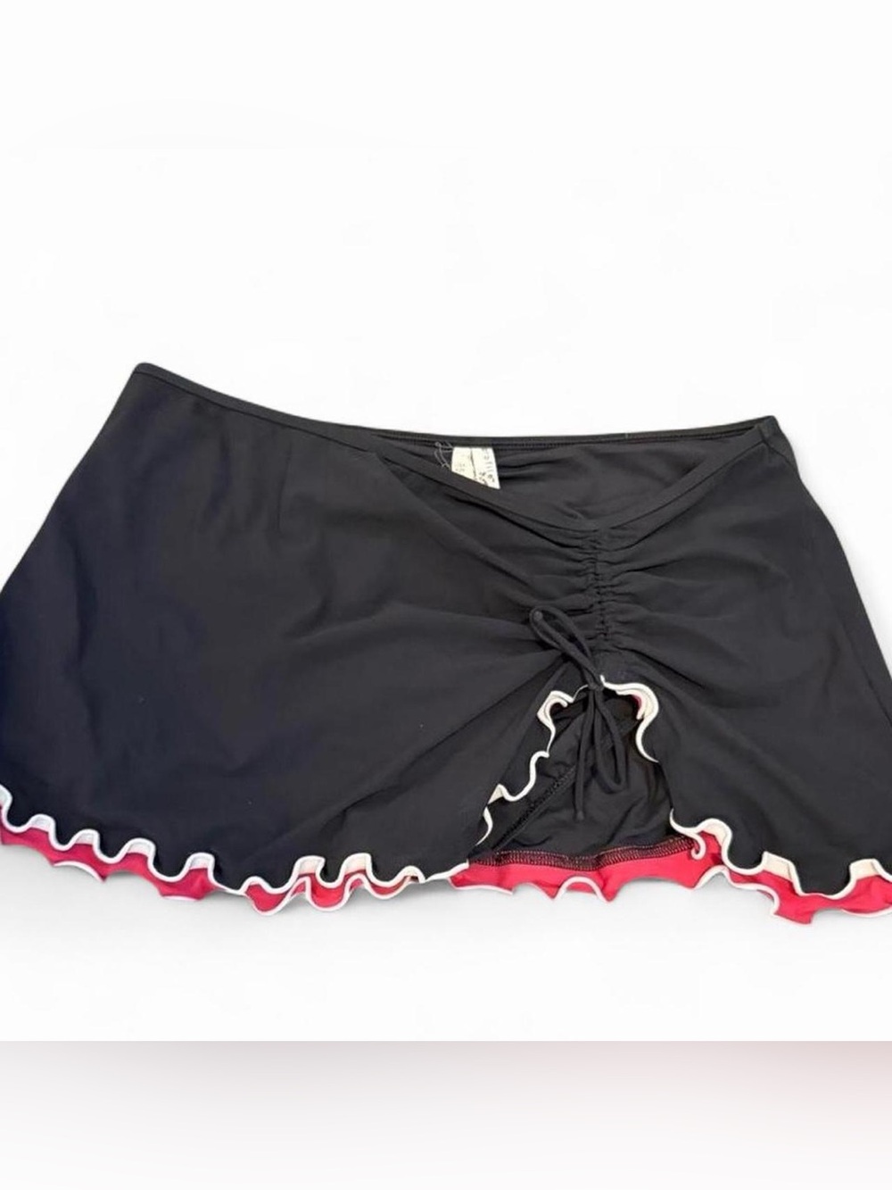 Profile by Gottex Black Swim Skirt with Pink & White Ruffle Trim